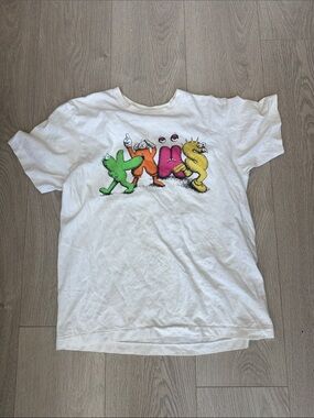 KAWS White Tee with Green Orange Pink Yellow Character Letters